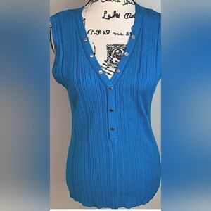 White House Black Market Snap Front Tank In Ocean NEW!